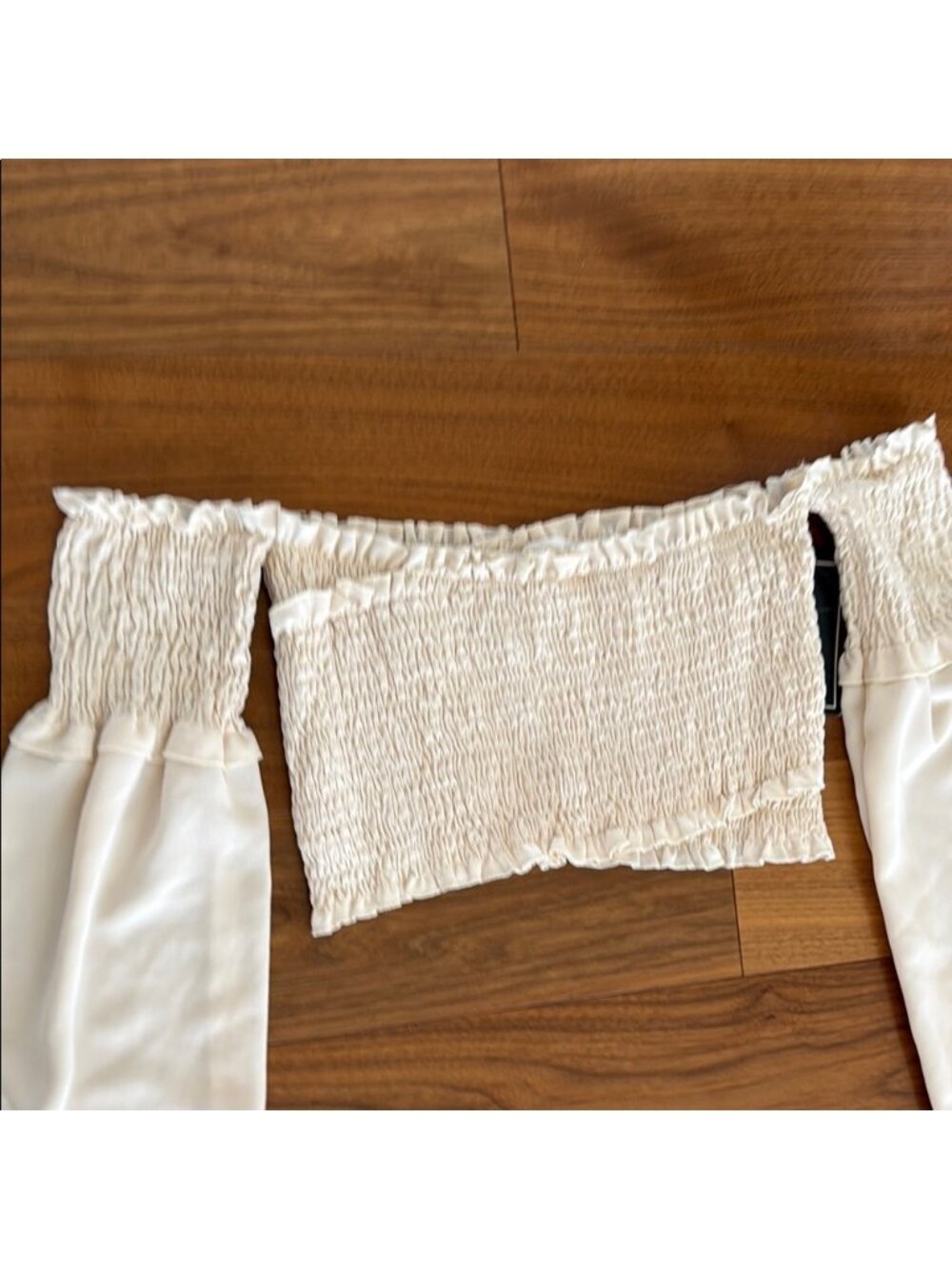 Cream Off-Shoulder Smocked Top - Picture 2 of 4